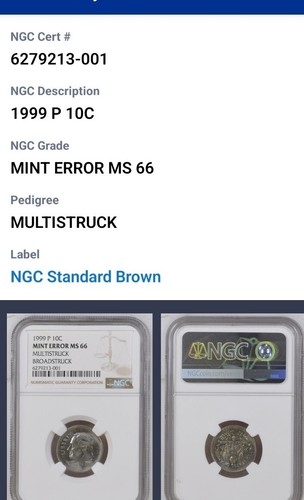 1999 10c error ngc - error,